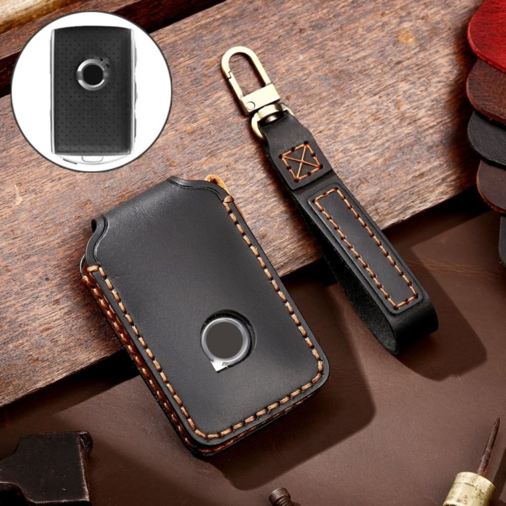 Volvo  Leather Key Fob Cover Case Black  #738